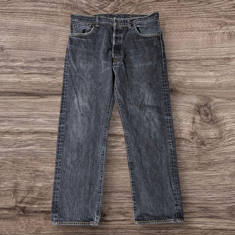 Vintage 90s Levi's 501 Button Fly Jeans Black Denim 36x30 (Actual 34x30) Pants